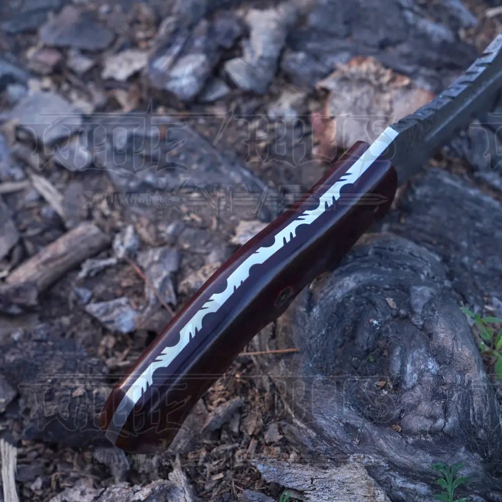 White Hills Knives Handmade Forged Damascus Steel Tracker Knife - Hunting Camping Knife With Resin Handle - Angler's Pro Tackle & Outdoors