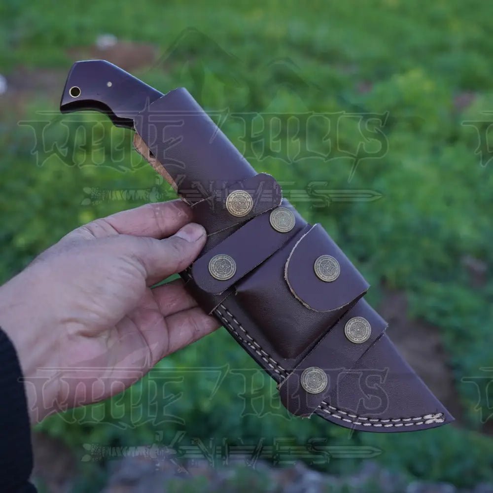 White Hills Knives Handmade Forged Damascus Steel Tracker Knife - Hunting Camping Knife With Resin Handle - Angler's Pro Tackle & Outdoors