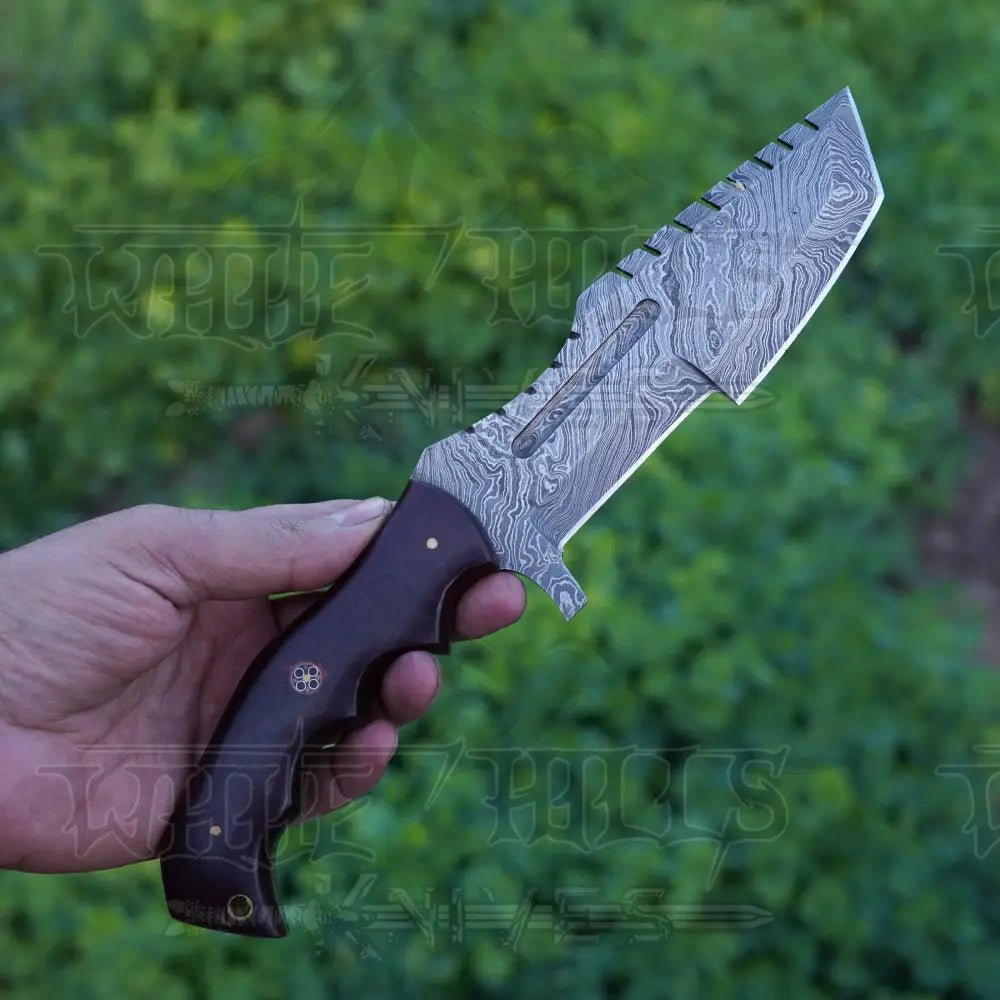 White Hills Knives Handmade Forged Damascus Steel Tracker Knife - Hunting Camping Knife With Resin Handle - Angler's Pro Tackle & Outdoors