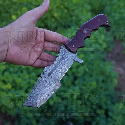 White Hills Knives Handmade Forged Damascus Steel Tracker Knife - Hunting Camping Knife With Resin Handle - Angler's Pro Tackle & Outdoors