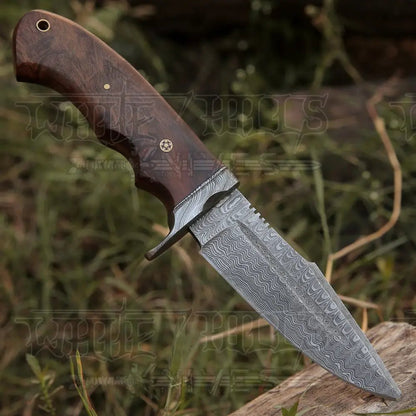 White Hills Knives Handmade Hunting Bushcraft Knife Forged Damascus Steel Survival EDC 10” With Wallnut Wood Handle - Angler's Pro Tackle & Outdoors
