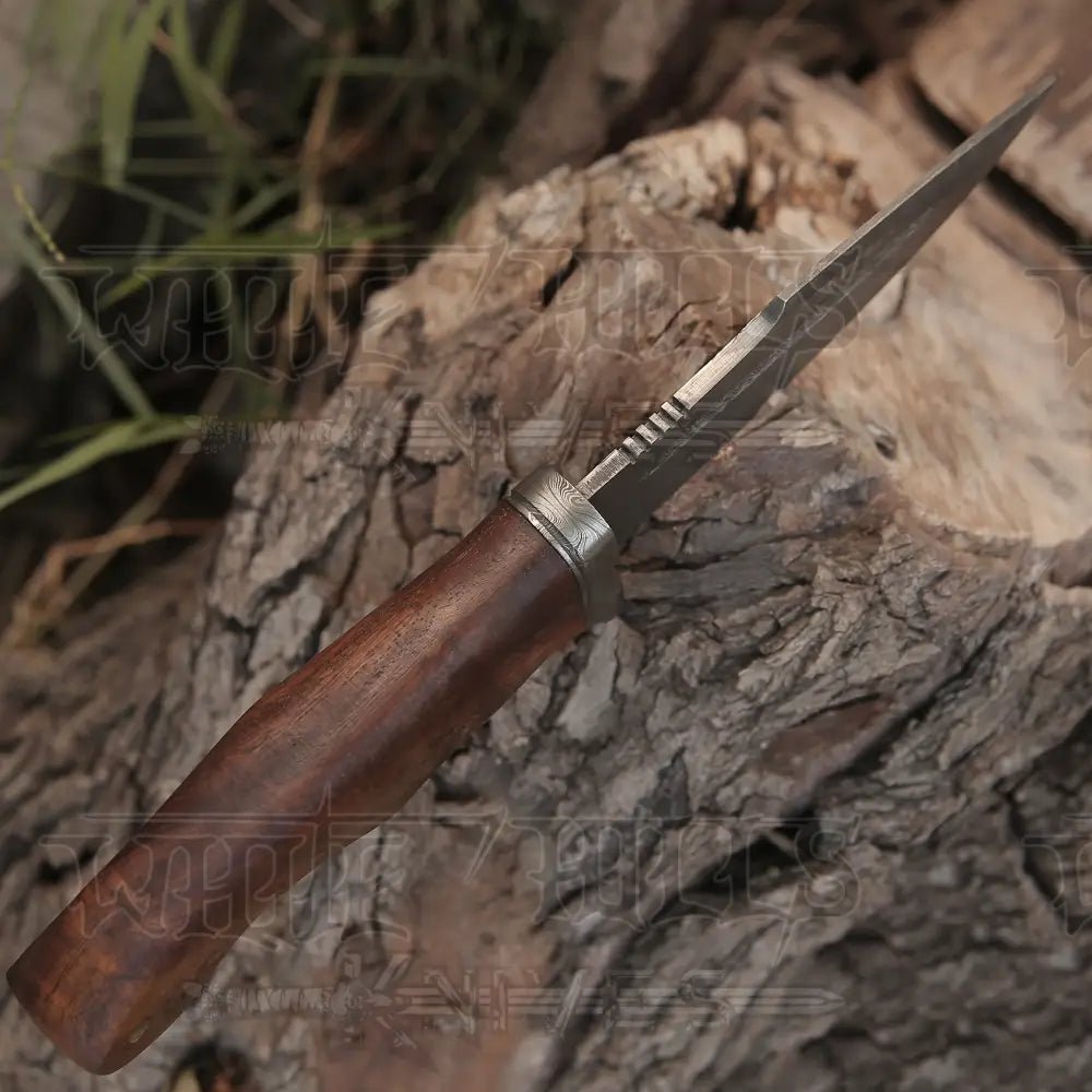 White Hills Knives Handmade Hunting Bushcraft Knife Forged Damascus Steel Survival EDC 10” With Wallnut Wood Handle - Angler's Pro Tackle & Outdoors