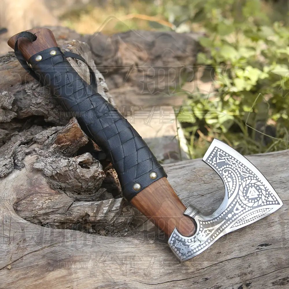 White Hills Knives Small Forged Carbon Steel Axe with Ash Wood Shaft - Viking Axe 004 - 14 - Angler's Pro Tackle & Outdoors