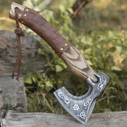White Hills Knives Small Forged Carbon Steel Axe with Ash Wood Shaft - Viking Axe 024 - 14 - Angler's Pro Tackle & Outdoors