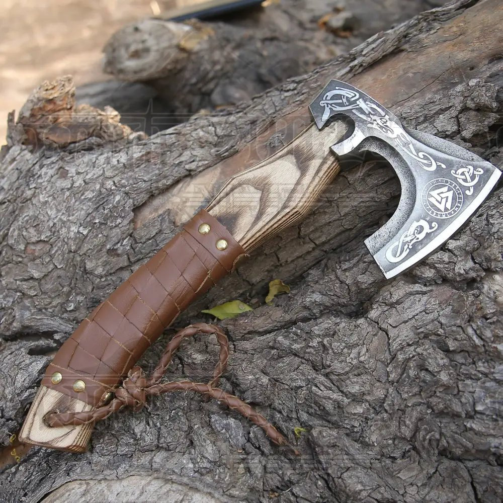 White Hills Knives Small Forged Carbon Steel Axe with Ash Wood Shaft - Viking Axe 024 - 14 - Angler's Pro Tackle & Outdoors