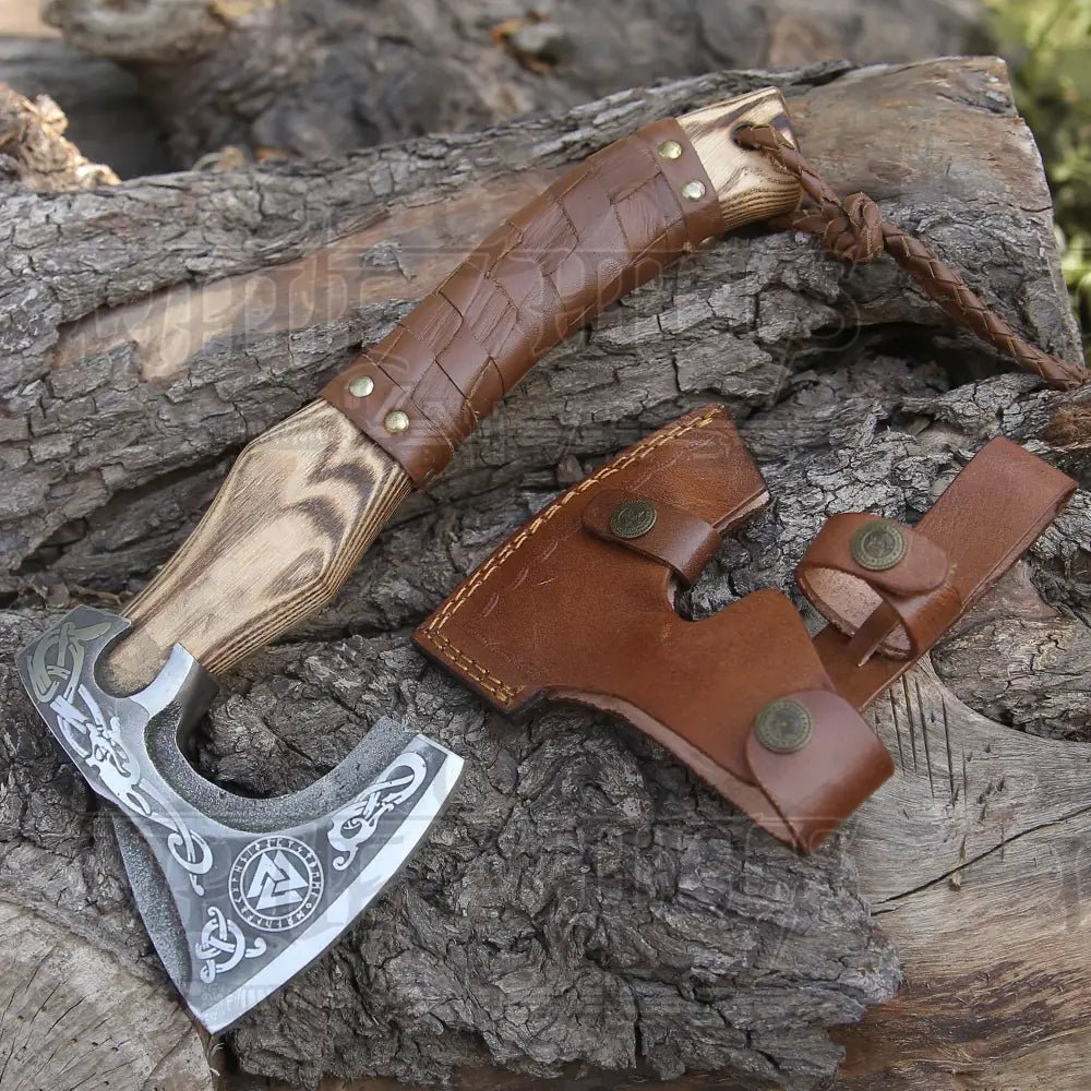 White Hills Knives Small Forged Carbon Steel Axe with Ash Wood Shaft - Viking Axe 024 - 14 - Angler's Pro Tackle & Outdoors