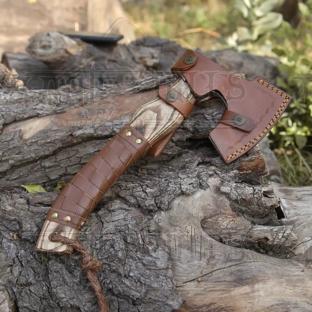 White Hills Knives Small Forged Carbon Steel Axe with Ash Wood Shaft - Viking Axe 024 - 14 - Angler's Pro Tackle & Outdoors