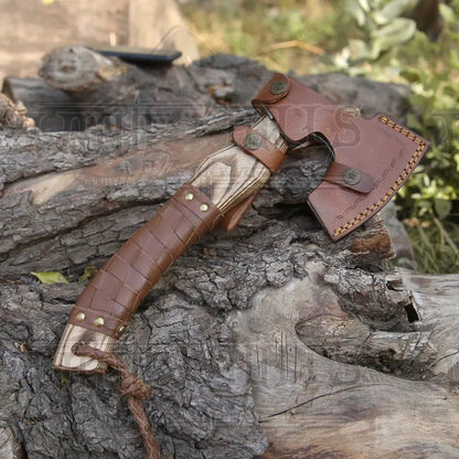White Hills Knives Small Forged Carbon Steel Axe with Ash Wood Shaft - Viking Axe 024 - 14 - Angler's Pro Tackle & Outdoors