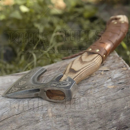 White Hills Knives Small Forged Carbon Steel Axe with Ash Wood Shaft - Viking Axe 024 - 14 - Angler's Pro Tackle & Outdoors