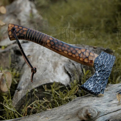 White Hills Knives Small Forged Carbon Steel Axe with Burn Ash Wood Shaft - Viking Axe X - 101 - Angler's Pro Tackle & Outdoors