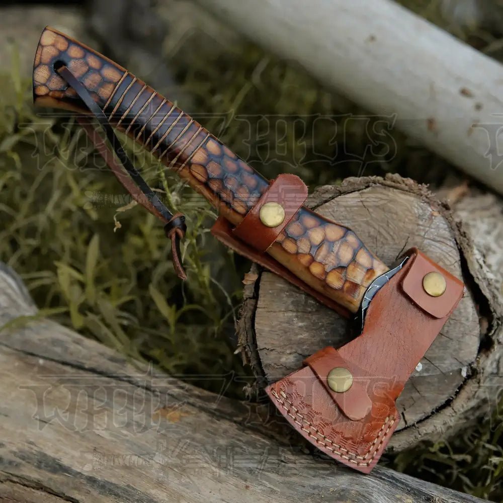 White Hills Knives Small Forged Carbon Steel Axe with Burn Ash Wood Shaft - Viking Axe X - 101 - Angler's Pro Tackle & Outdoors