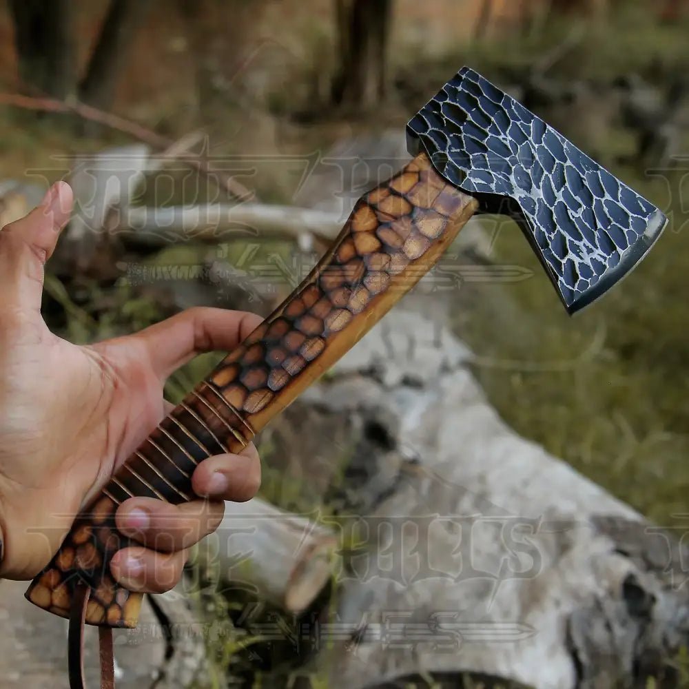White Hills Knives Small Forged Carbon Steel Axe with Burn Ash Wood Shaft - Viking Axe X - 101 - Angler's Pro Tackle & Outdoors