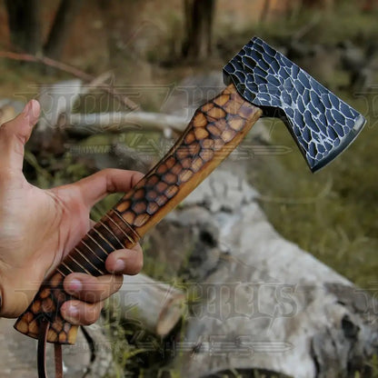 White Hills Knives Small Forged Carbon Steel Axe with Burn Ash Wood Shaft - Viking Axe X - 101 - Angler's Pro Tackle & Outdoors