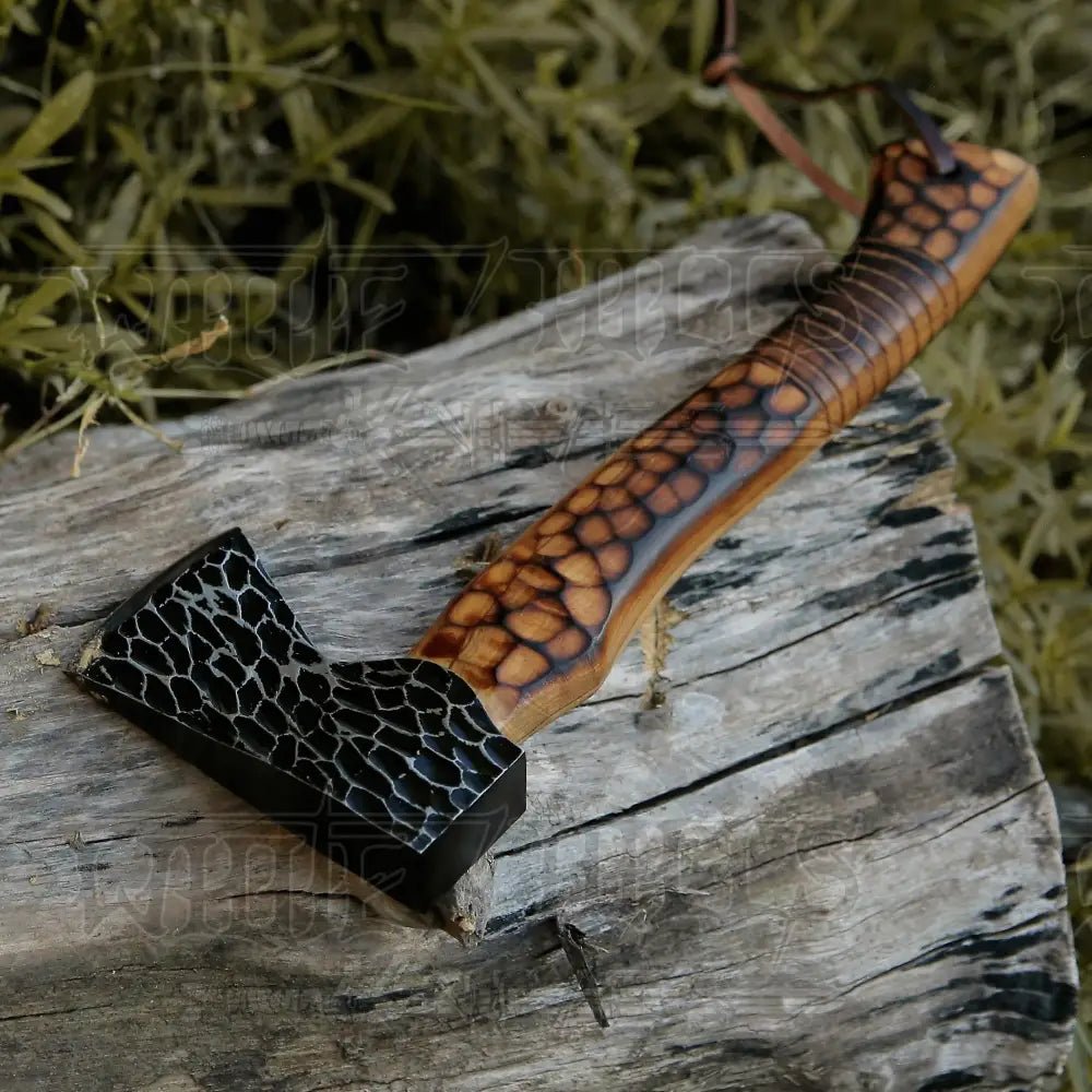 White Hills Knives Small Forged Carbon Steel Axe with Burn Ash Wood Shaft - Viking Axe X - 101 - Angler's Pro Tackle & Outdoors