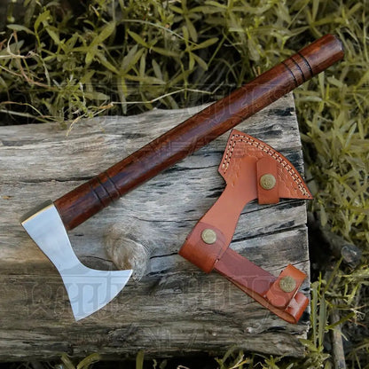 White Hills Knives Small Forged Carbon Steel Axe with Rose Wood Shaft - Viking Axe X - 103 - Angler's Pro Tackle & Outdoors