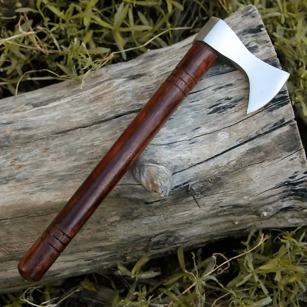 White Hills Knives Small Forged Carbon Steel Axe with Rose Wood Shaft - Viking Axe X - 103 - Angler's Pro Tackle & Outdoors