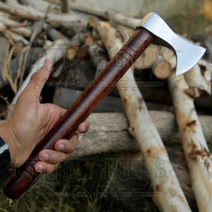 White Hills Knives Small Forged Carbon Steel Axe with Rose Wood Shaft - Viking Axe X - 103 - Angler's Pro Tackle & Outdoors