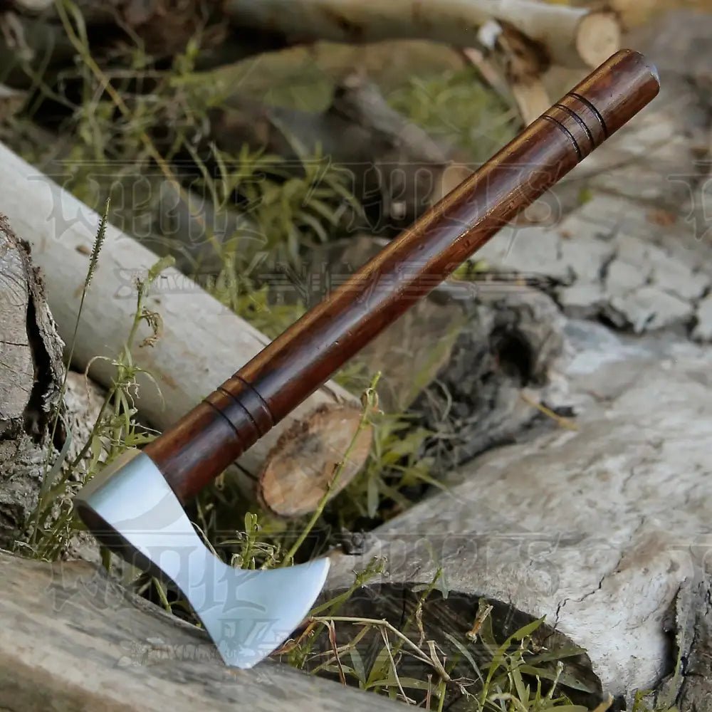 White Hills Knives Small Forged Carbon Steel Axe with Rose Wood Shaft - Viking Axe X - 103 - Angler's Pro Tackle & Outdoors