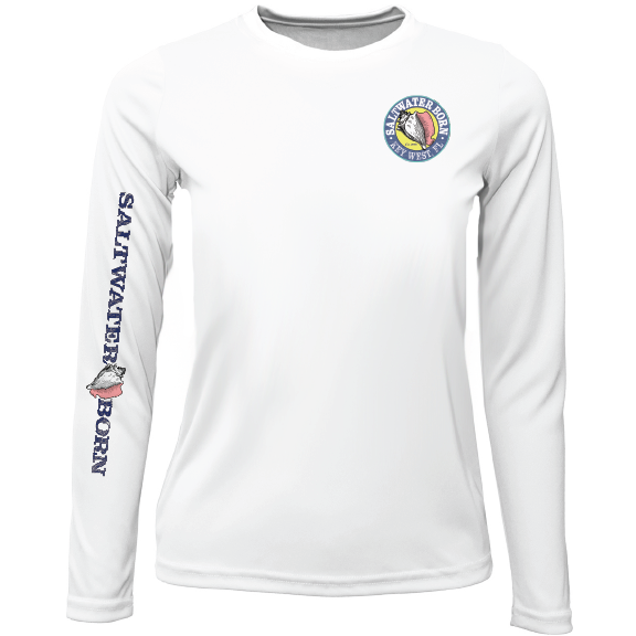 Saltwater Born Key West, FL Saltwater Born Circle Logo Girl's Long Sleeve UPF 50+ Dry-Fit Shirt