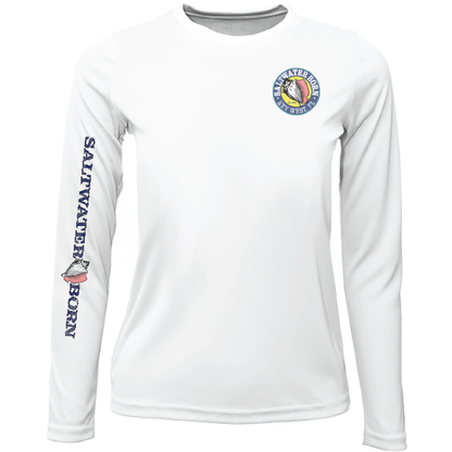 Saltwater Born Key West, FL Saltwater Born Circle Logo Girl's Long Sleeve UPF 50+ Dry-Fit Shirt