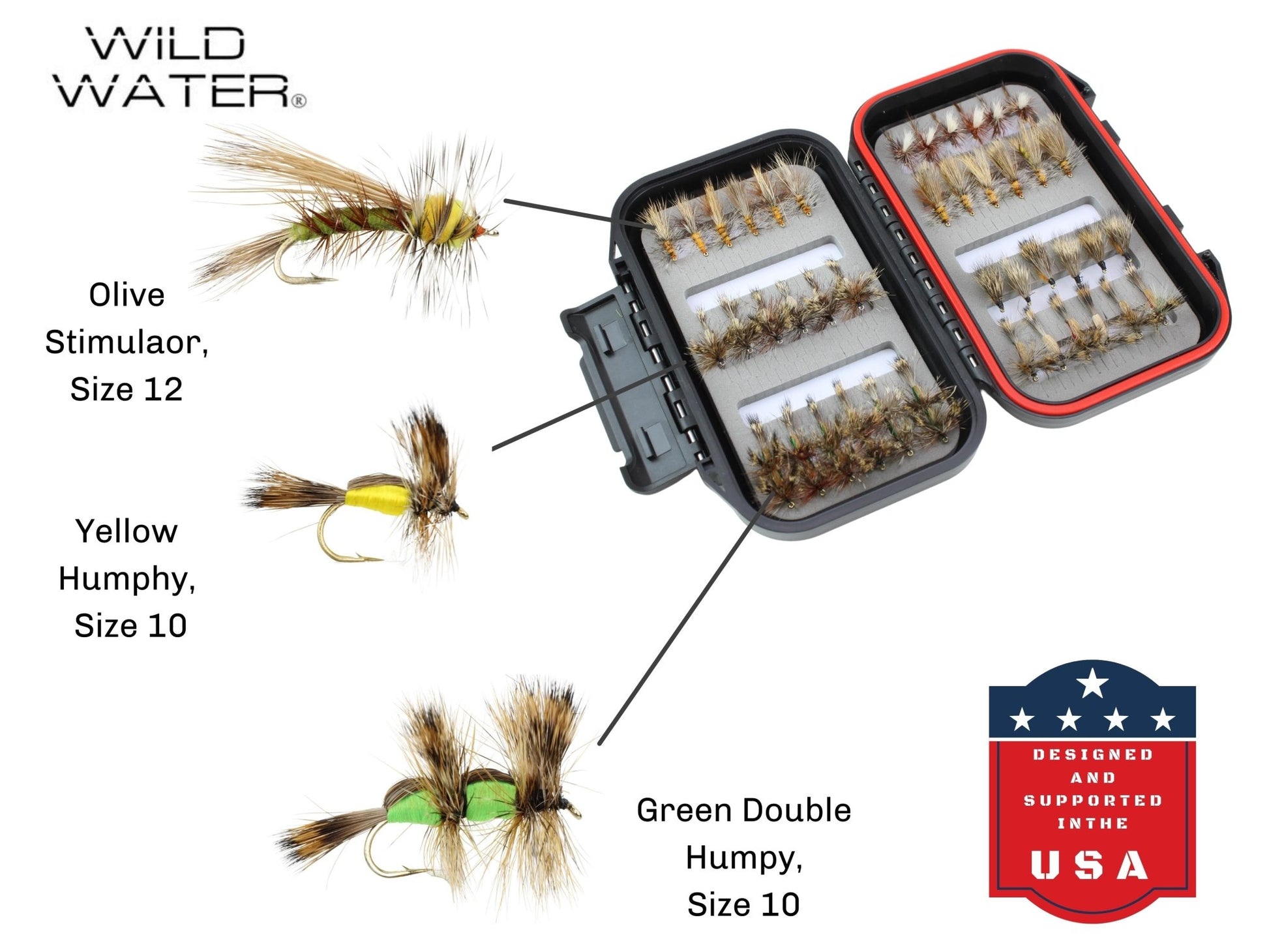 Wild Water Attractor/Trout Stimulator Fly Assortment, 42 Flies with Small Fly Box - Angler's Pro Tackle & Outdoors