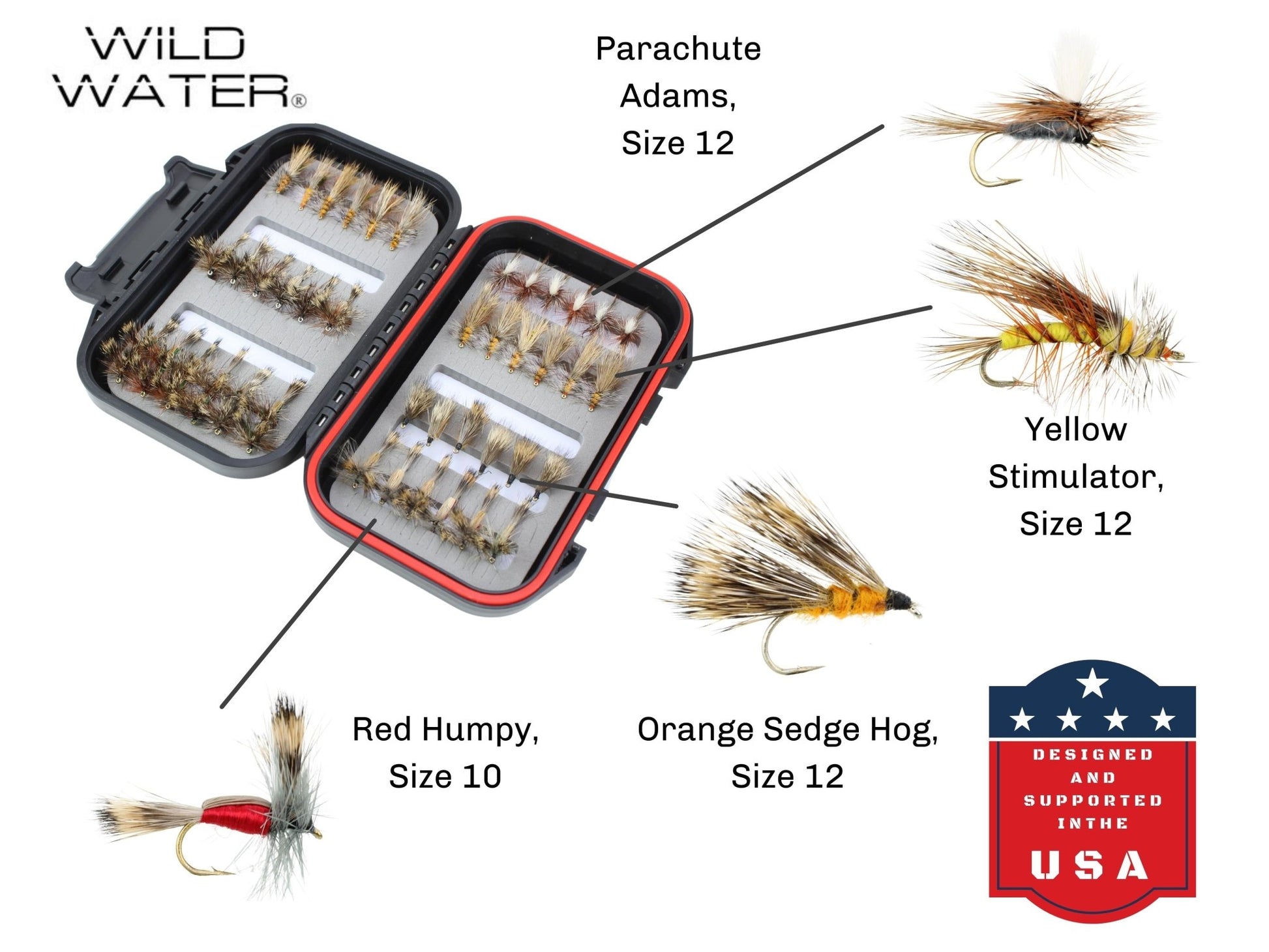 Wild Water Attractor/Trout Stimulator Fly Assortment, 42 Flies with Small Fly Box - Angler's Pro Tackle & Outdoors