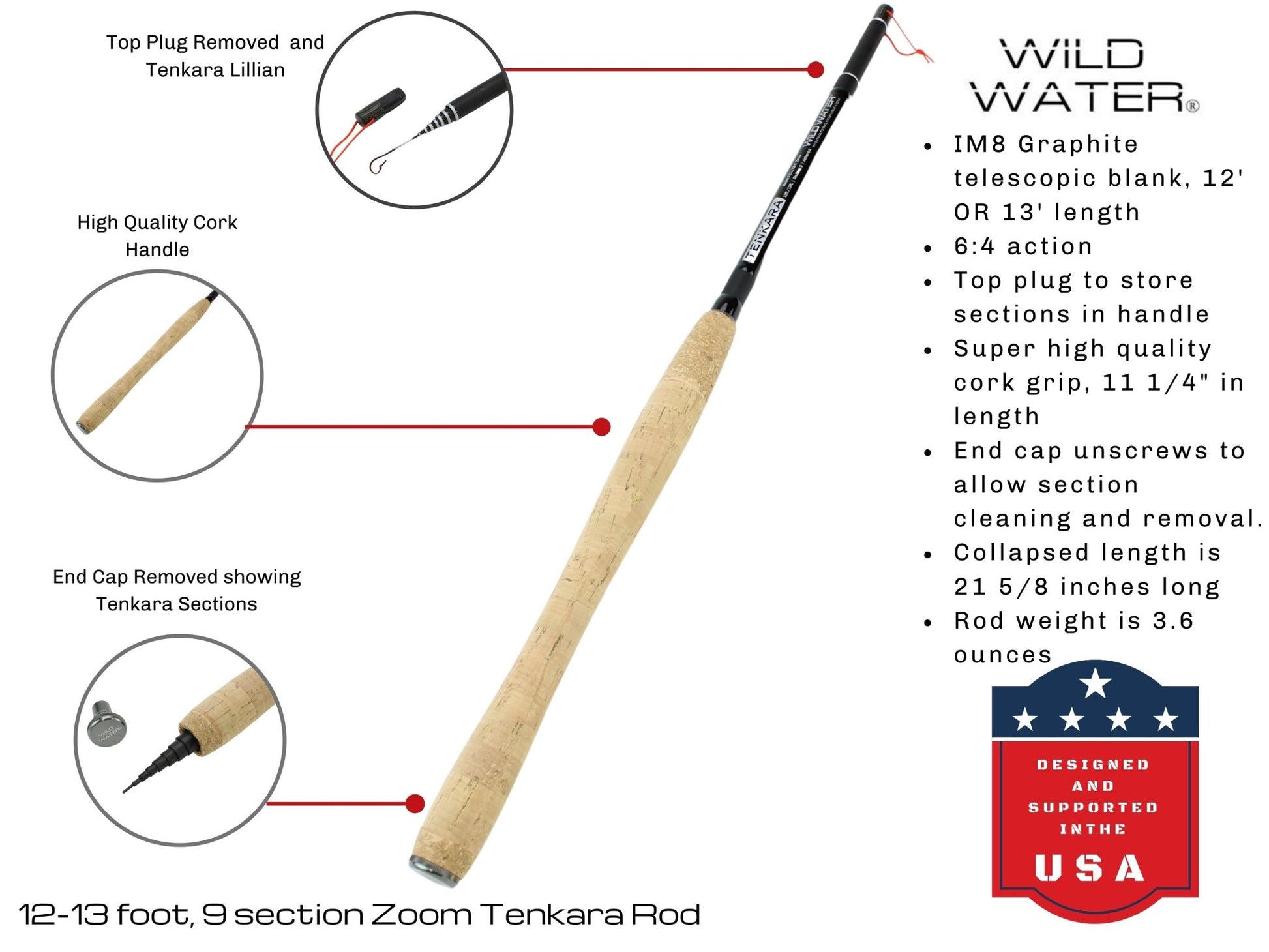 Wild Water Fly Fishing 12' - 13' Zoom Tenkara Rod - Angler's Pro Tackle & Outdoors