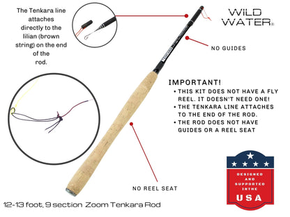 Wild Water Fly Fishing 12' - 13' Zoom Tenkara Rod - Angler's Pro Tackle & Outdoors