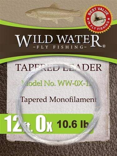 Wild Water Fly Fishing 12' Tapered Monofilament Leader 0X, 6 Pack - Angler's Pro Tackle & Outdoors