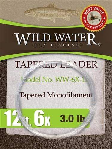 Wild Water Fly Fishing 12' Tapered Monofilament Leader 6X, 6 Pack - Angler's Pro Tackle & Outdoors