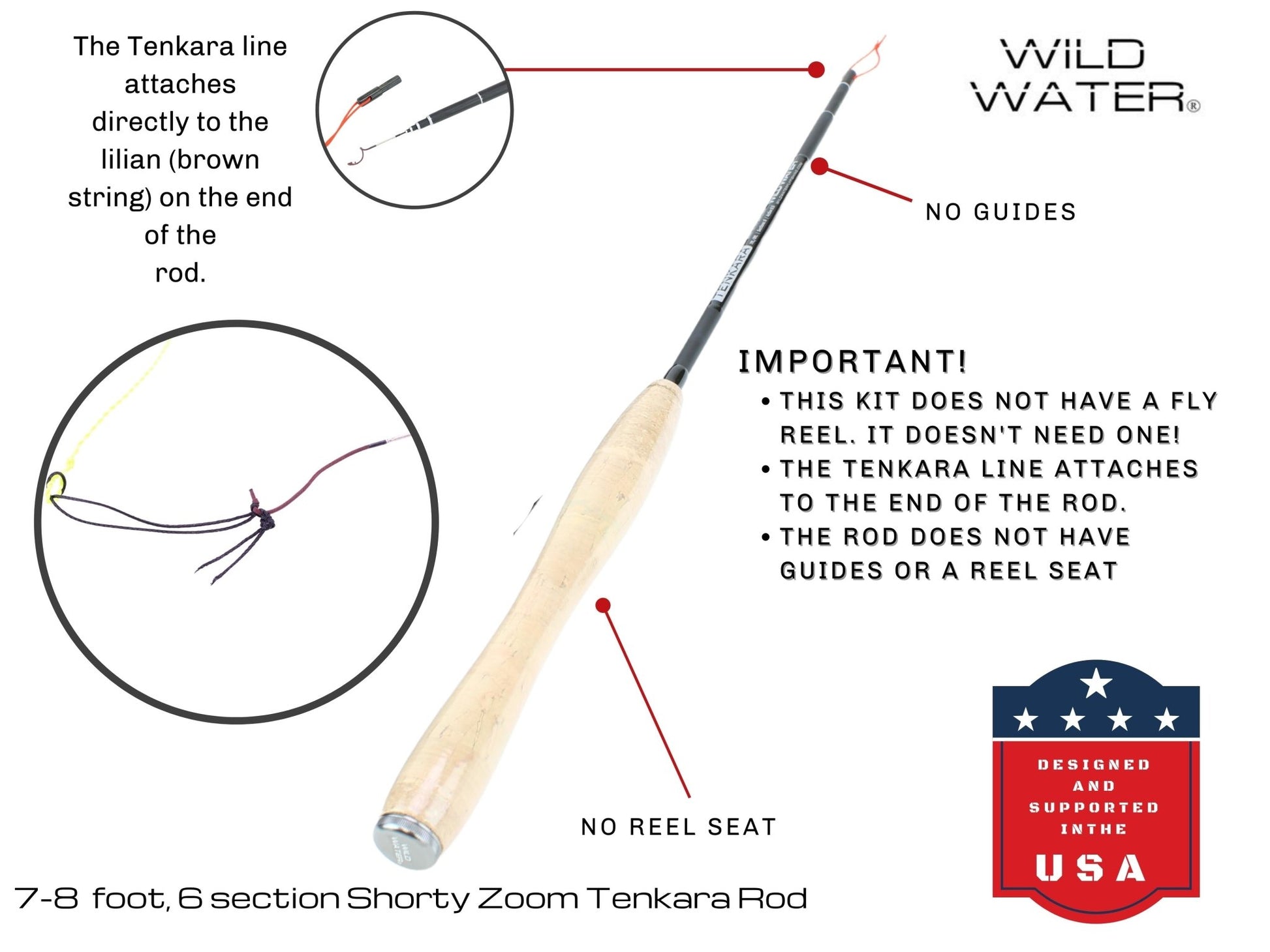 Wild Water Fly Fishing 7' - 8' Shorty Zoom Tenkara Rod - Angler's Pro Tackle & Outdoors