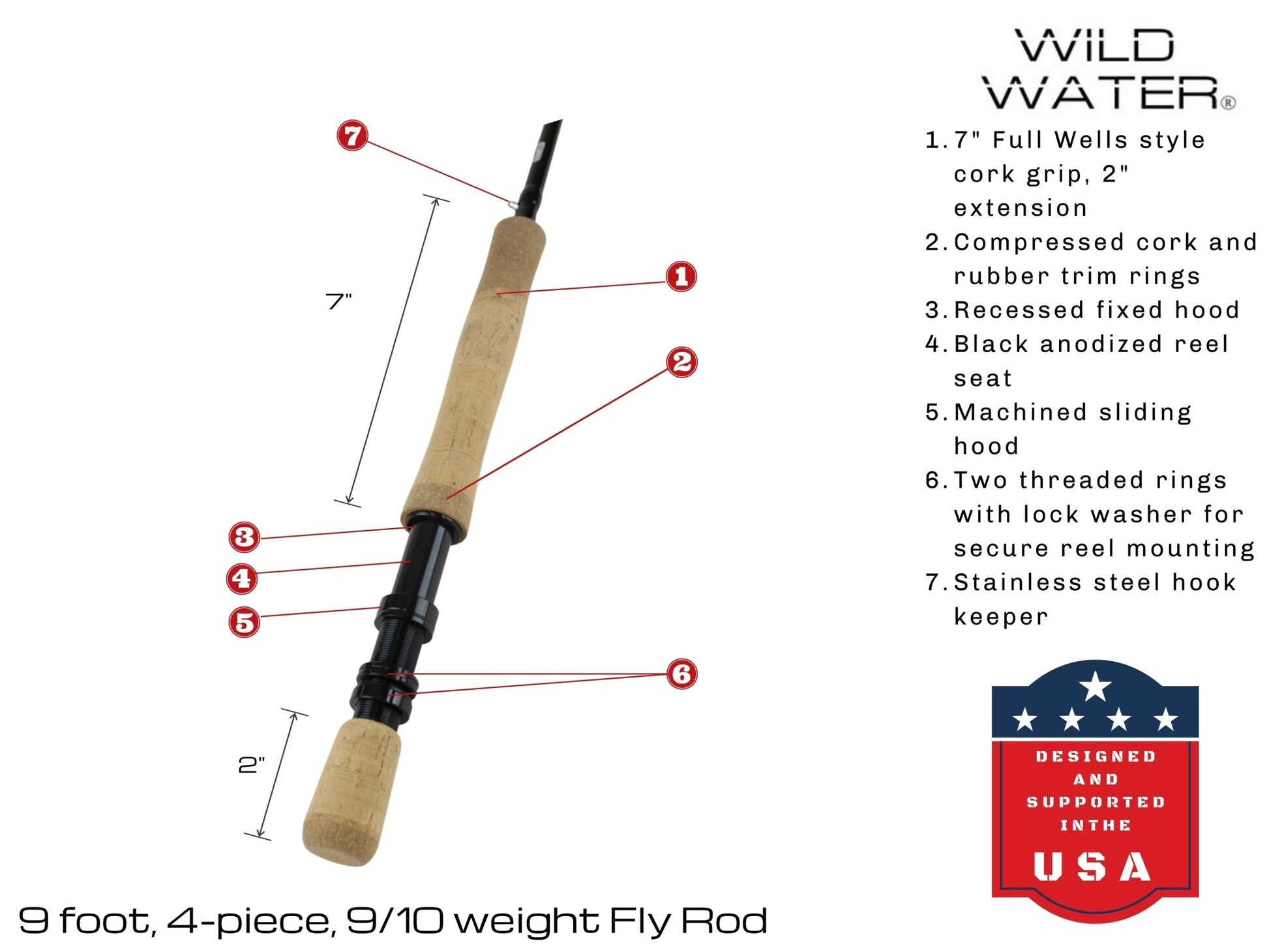 Wild Water Fly Fishing 9 ft 9/10 wt 4 Piece Fly Rod - Angler's Pro Tackle & Outdoors