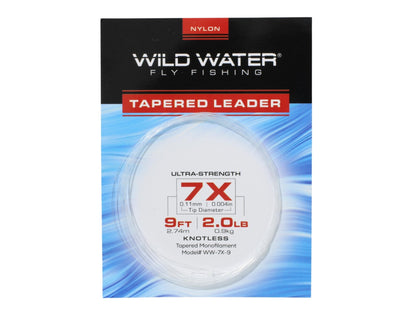 Wild Water Fly Fishing 9' Tapered Monofilament Leader 7X, 6 Pack - Angler's Pro Tackle & Outdoors