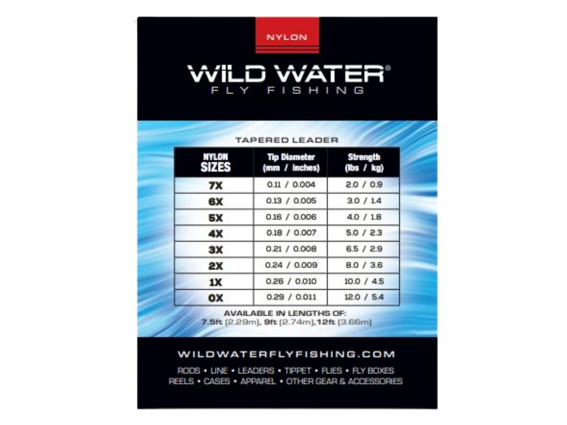 Wild Water Fly Fishing 9' Tapered Monofilament Leader 7X, 6 Pack - Angler's Pro Tackle & Outdoors