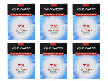 Wild Water Fly Fishing 9' Tapered Monofilament Leader 7X, 6 Pack - Angler's Pro Tackle & Outdoors