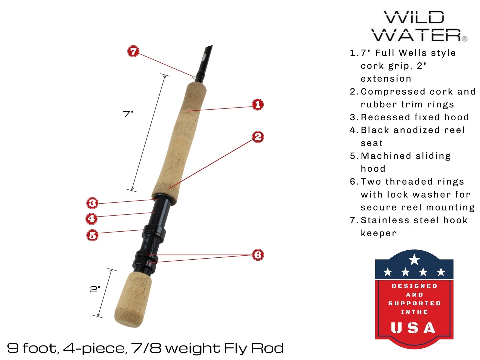 Wild Water Fly Fishing AX78-090-4 Fly Rod - Angler's Pro Tackle & Outdoors