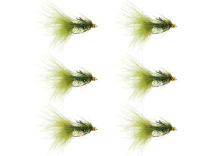 Wild Water Fly Fishing Bead Head Olive Rubber Leg Wooly Bugger, size 10, qty. 6 - Angler's Pro Tackle & Outdoors