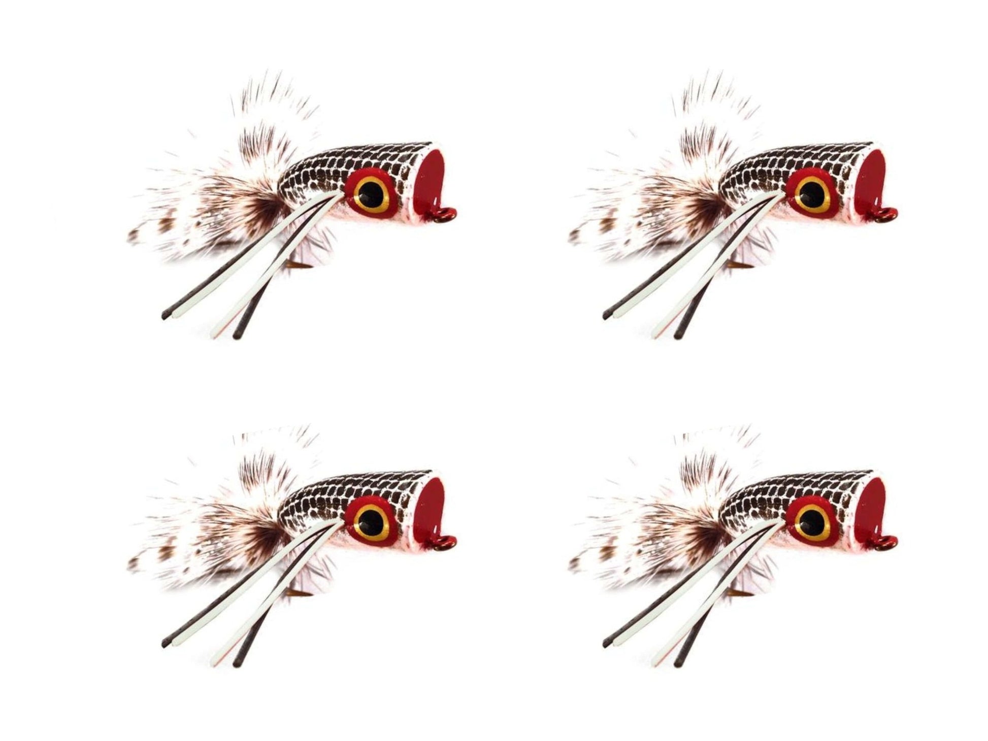 Wild Water Fly Fishing Black and White Bass Popper, Size 2, Qty. 4 - Angler's Pro Tackle & Outdoors
