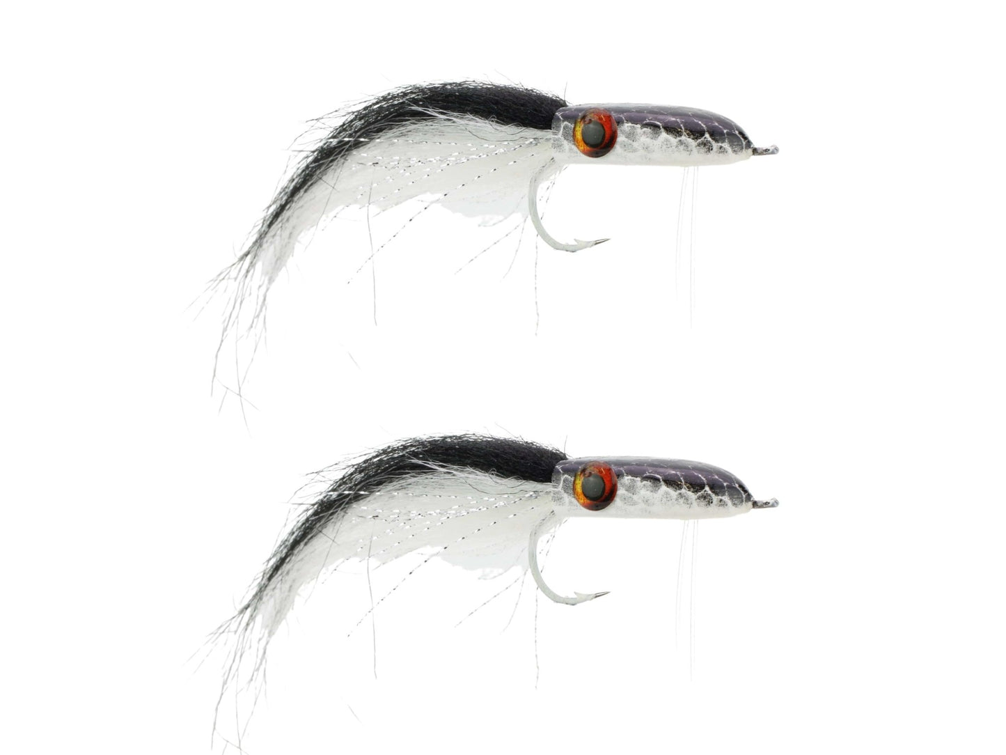 Wild Water Fly Fishing Black and White Snake Head Popper, Size 2/0, Qty. 2 - Angler's Pro Tackle & Outdoors