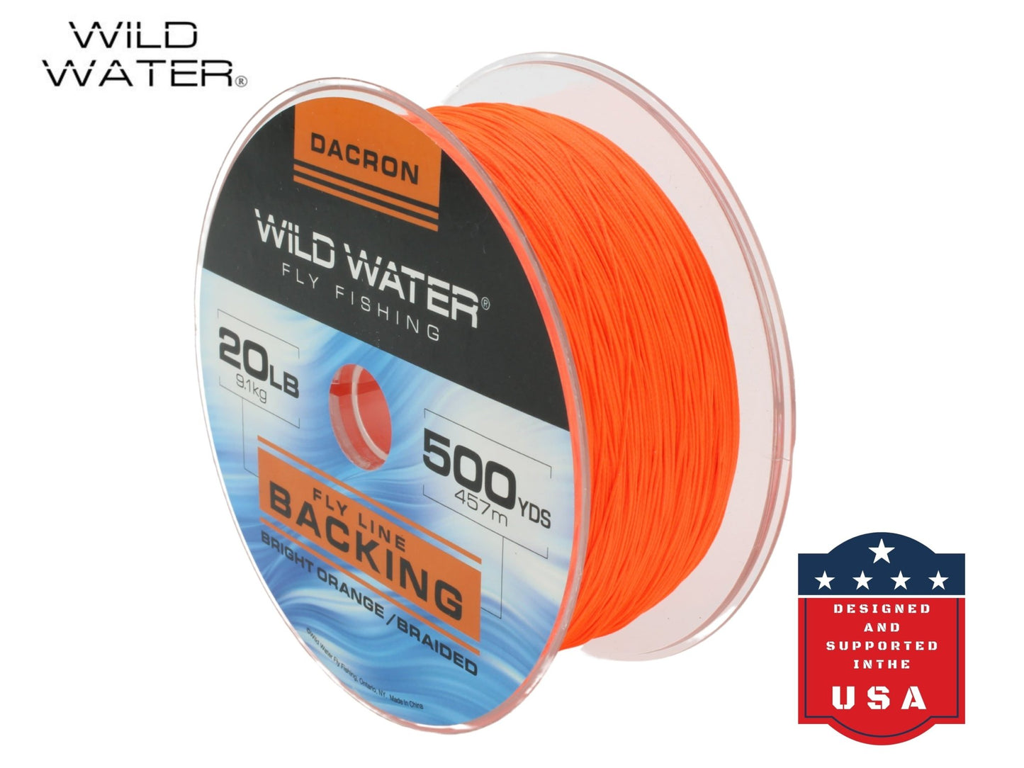 Wild Water Fly Fishing Braided Dacron Backing Spool, 20# 500 yards, Bright Orange - Angler's Pro Tackle & Outdoors