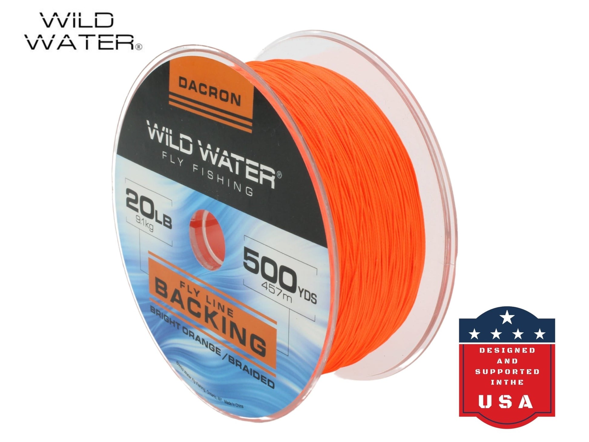 Wild Water Fly Fishing Braided Dacron Backing Spool, 20# 500 yards, Bright Orange - Angler's Pro Tackle & Outdoors