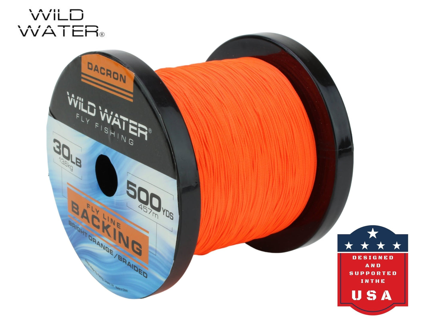 Wild Water Fly Fishing Braided Dacron Backing Spool, 30# 500 yards, Bright Orange - Angler's Pro Tackle & Outdoors
