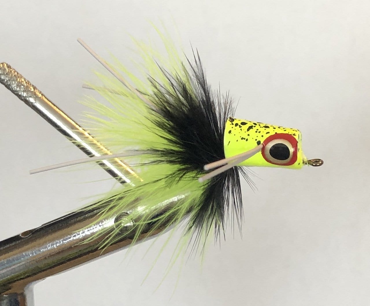 Wild Water Fly Fishing Chartreuse and Black Snub Nose Slider Popper, Size 8, Qty. 4 - Angler's Pro Tackle & Outdoors