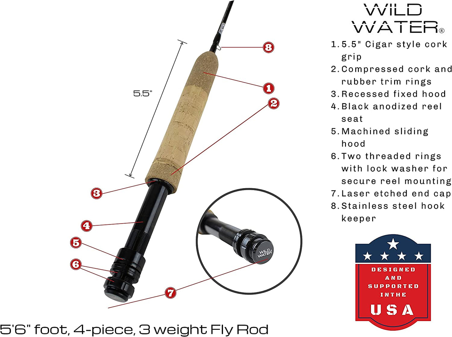 Wild Water Fly Fishing Combo with CNC Fly Reel, 5 ft 6 in 3 wt Rod - Angler's Pro Tackle & Outdoors