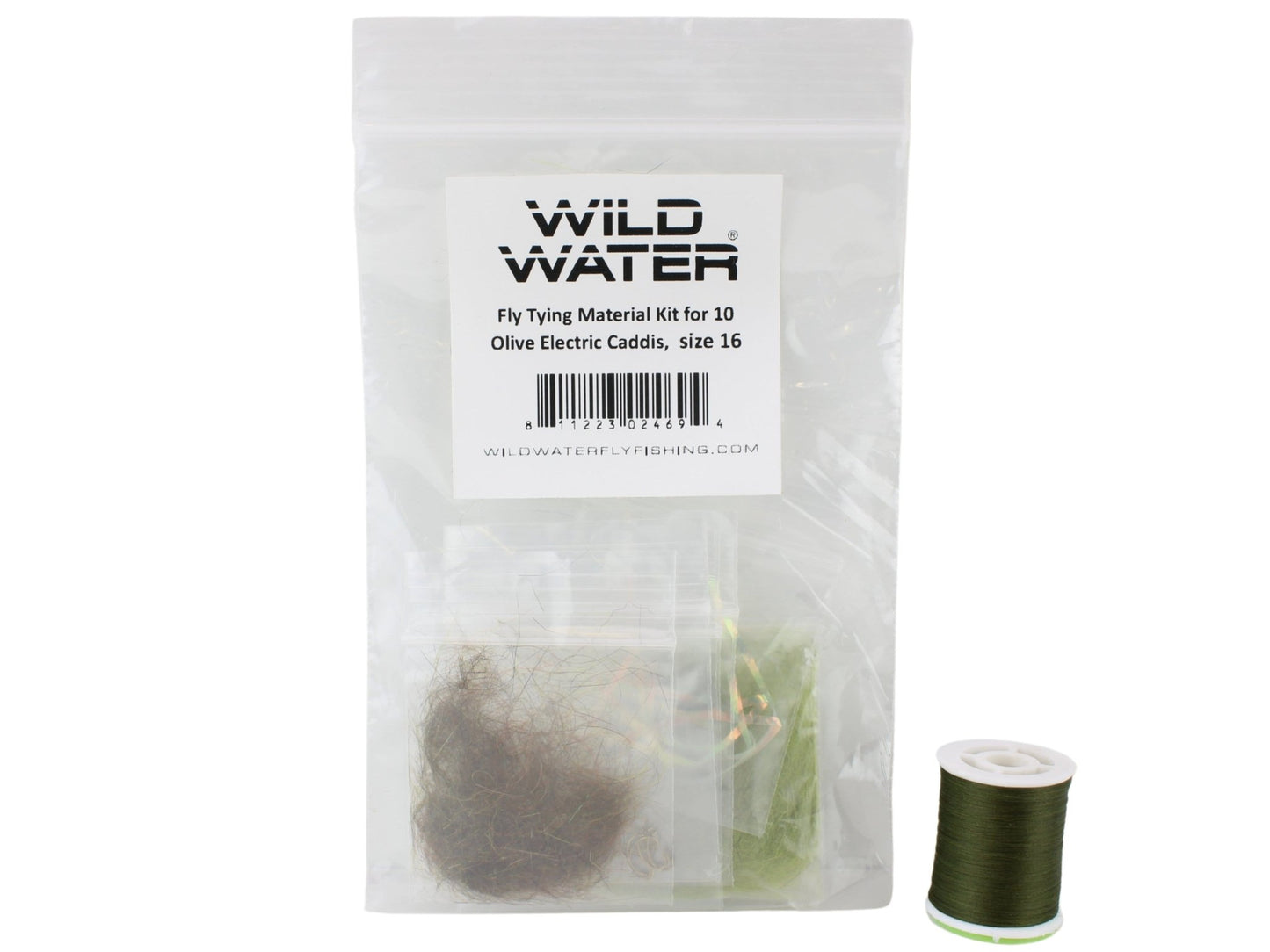 Wild Water Fly Fishing Fly Tying Material Kit, Olive Electric Caddis - Angler's Pro Tackle & Outdoors