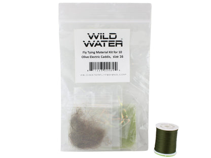 Wild Water Fly Fishing Fly Tying Material Kit, Olive Electric Caddis - Angler's Pro Tackle & Outdoors