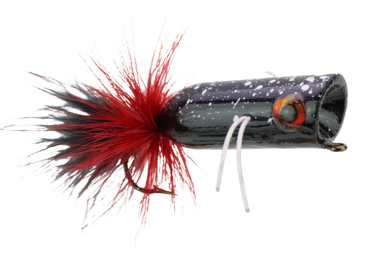 Wild Water Fly Fishing Red and Black Mini Bass Popper, Size1/0, Qty. 4 - Angler's Pro Tackle & Outdoors