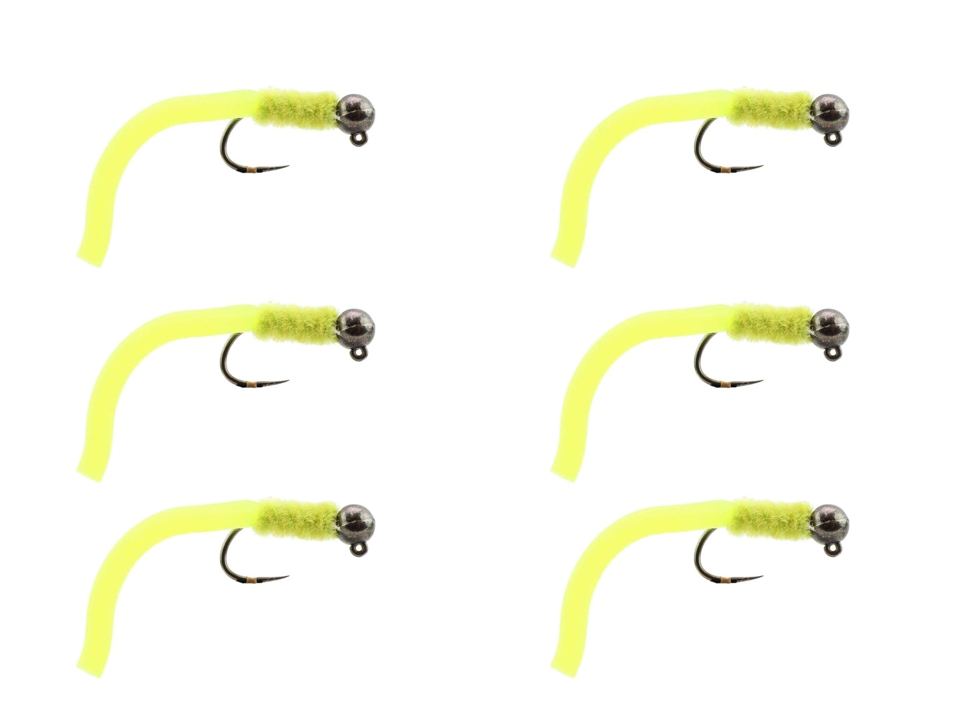 Wild Water Fly Fishing Tungsten Bead Head Yellow Squirmy Worm, Size 12, Qty. 6 - Angler's Pro Tackle & Outdoors