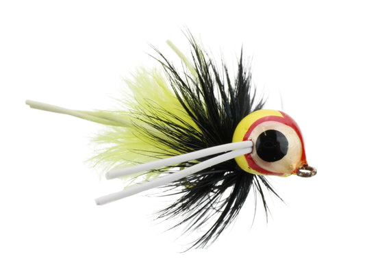 Wild Water Fly Fishing Yellow and Black Spherical Body Popper, Size 10, Qty. 4 - Angler's Pro Tackle & Outdoors