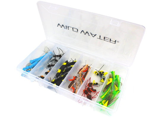 Wild Water - Foam Fly Assortment, 40 Flies with Large 6 Section Fly Box - Angler's Pro Tackle & Outdoors